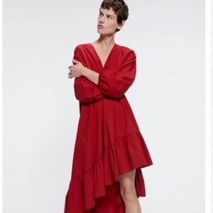 Zara Red Ruffle Dress